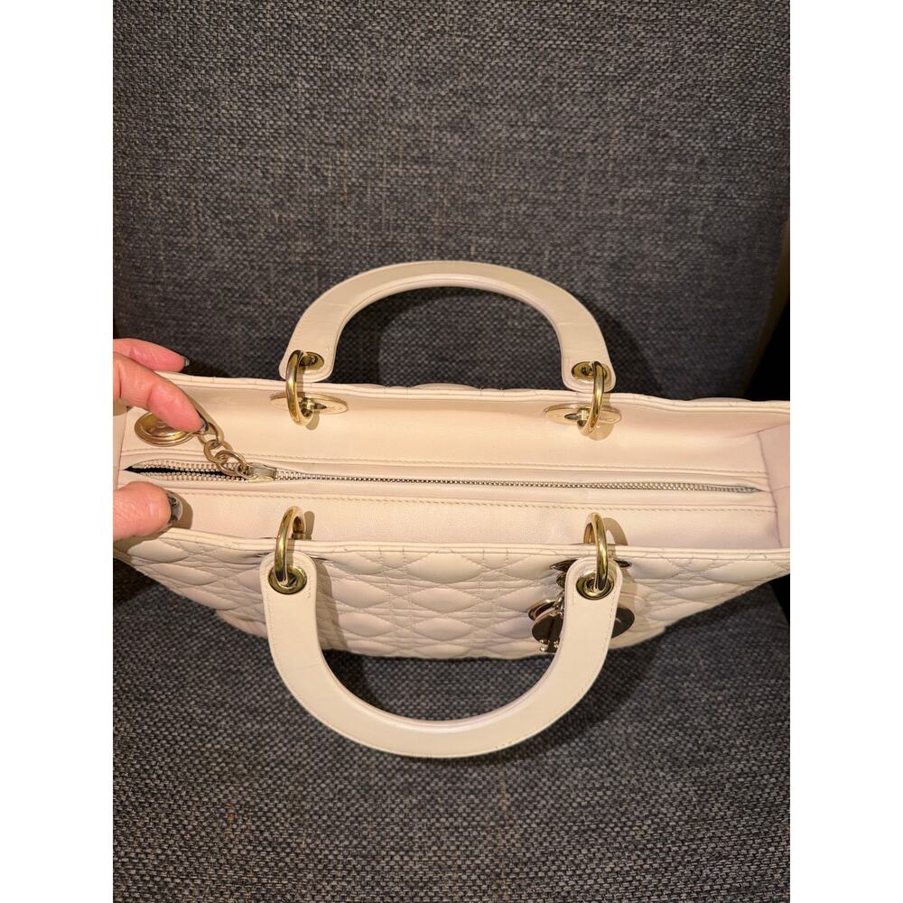 Christian Dior Cannage Quilted Leather Lambskin Lady Dior Bag Large Light Pink - Picture 9 of 16